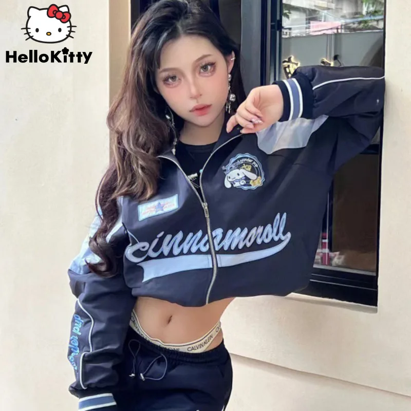 

Sanrio Cinnamoroll Women Baseball Jackets Y2k New Biker Loose Female Coat Harajuku Streetwear Long Sleeve Girl Fashion Clothes
