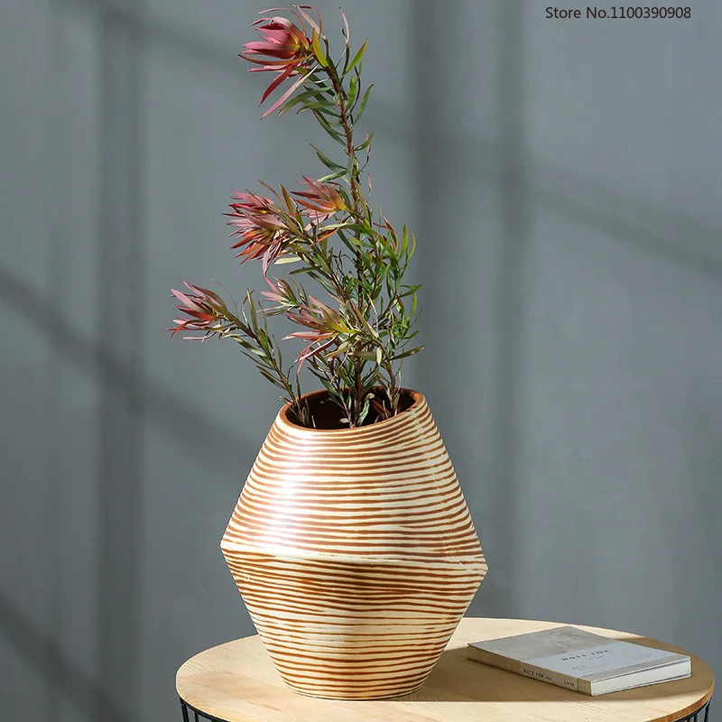 

Nordic Simple Painted Ceramic Vase Creative Balcony Flower Pot Living Room Home Desktop Ornament Hydroponic Flower Utensils