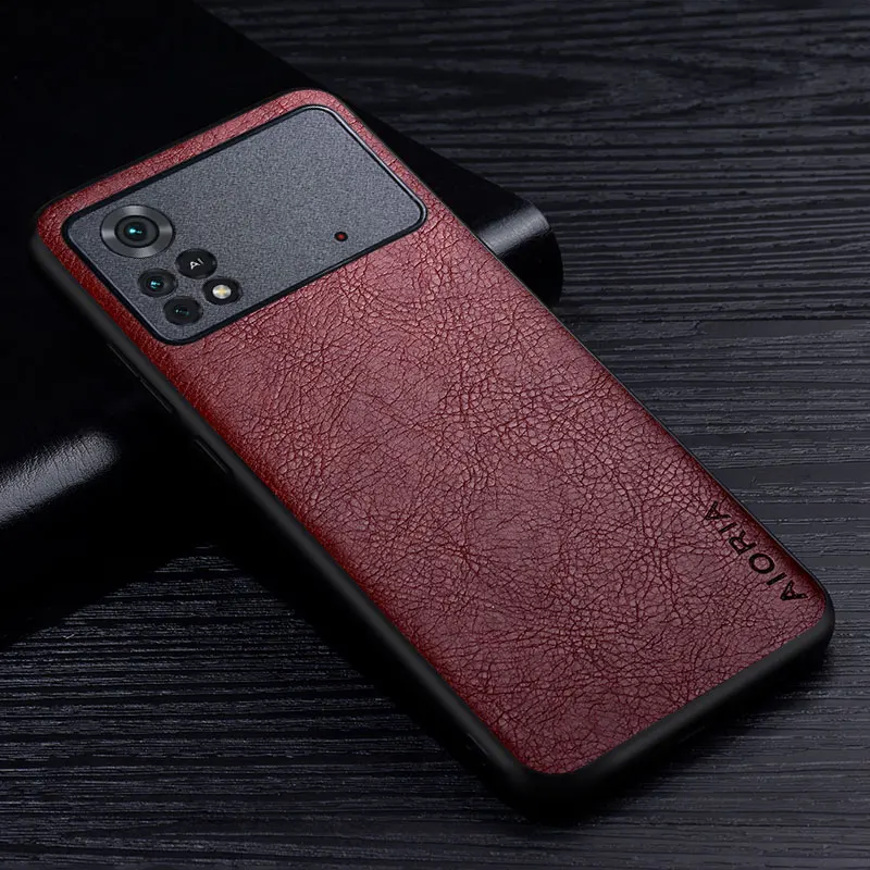 Case For Xiaomi Poco X4 Pro NFC 5G Premium PU Leather Retro Litchi Pattern Slim Fit Back Cover for poco x4 nfc pro phone case |