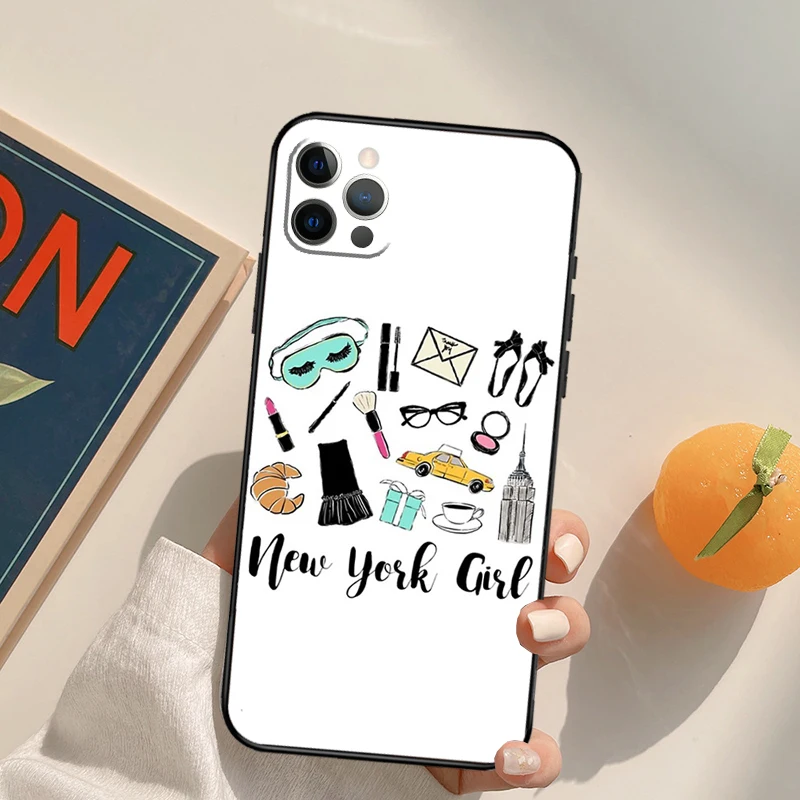 New York Lady Girl Phone Case For iPhone 13 14 Pro Max 11 12 Mini 6S 7 8 Plus SE 2020 X XS MAX XR Cover Fundas