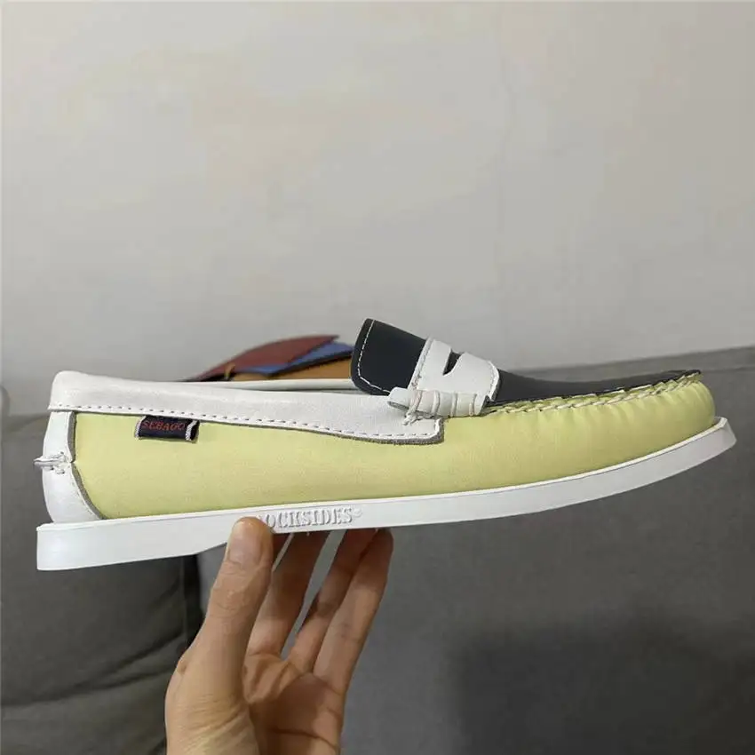 

Men Genuine Leather Driving Shoes,Slip On Docksides Classic Boat Shoe,Brand Design Flats Loafers For Men Women 2022A41