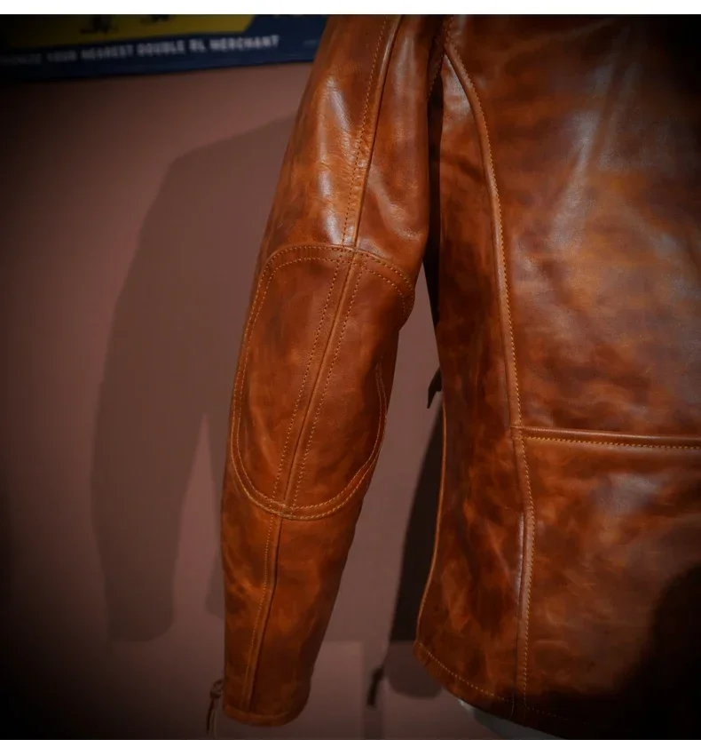 Мужская байкерская куртка Blunt Razor Venom классическая без покрытия батик конская