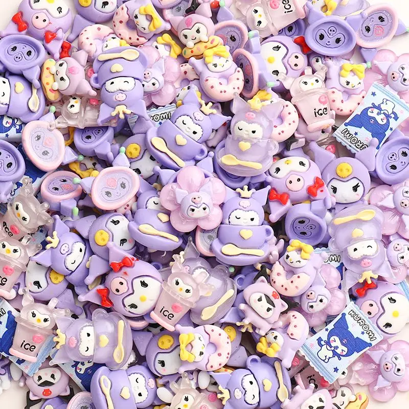 

Sanrio мультфильм смешанный kuromi крем Клей DIY фотоматериал посылка ручной работы аксессуары для волос резиновые аксессуары