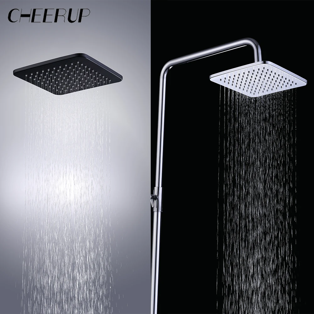 

Bathroom Accessories Square Showerheads 10 Inch Rainfall Shower Head Rain Shower Chrome Matte Black Finish Brass Equipment