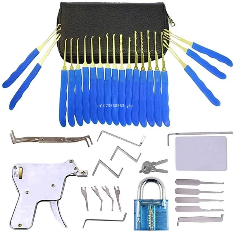 

Manual lock opener setting tool with transparent lock combination for practice, transparent lock and broken key removal tool