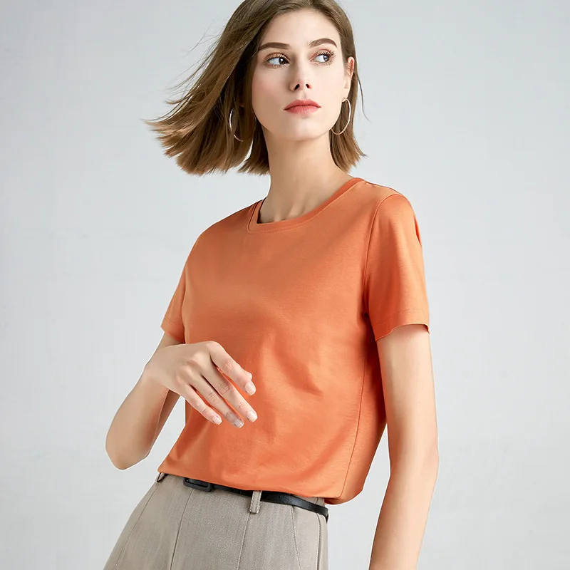 

Casual solid color round neck short sleeve summer new top 2022 grey