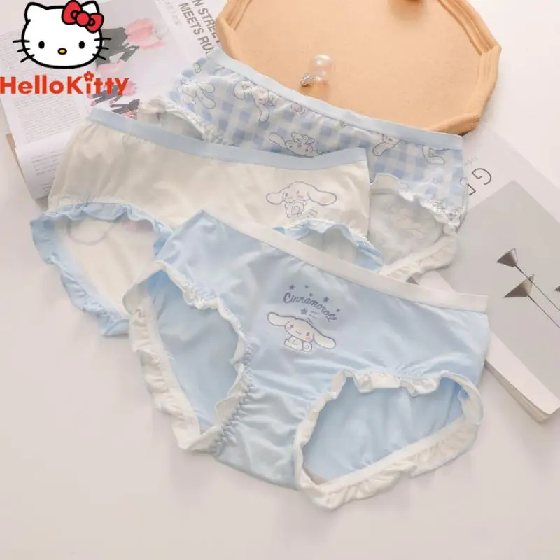 Фото Новинка женские кружевные трусики Аниме Cinnamoroll Kuromi Kawaii милые трусики из модала Летние Удобные трусики мягкие трусики для девушек подарок для девушки №2