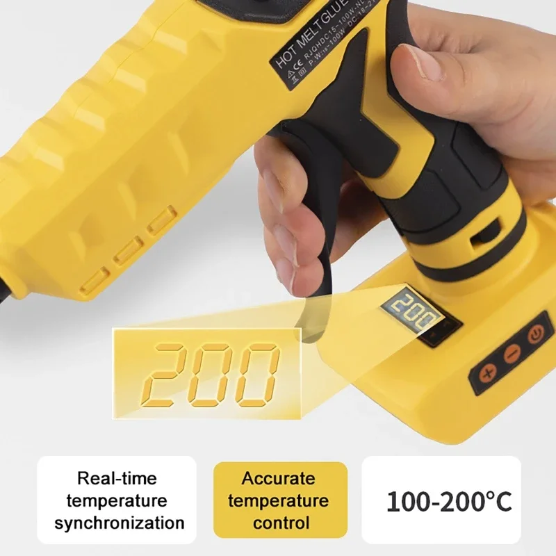 Фото Беспроводной пистолет для горячего клея для аккумулятора DeWalt 18 В 20 В (только инструмент) с 20 шт. полноразмерными клейовыми палочками для художественных ремесел, инструмент для ремонта «сделай сам» №5