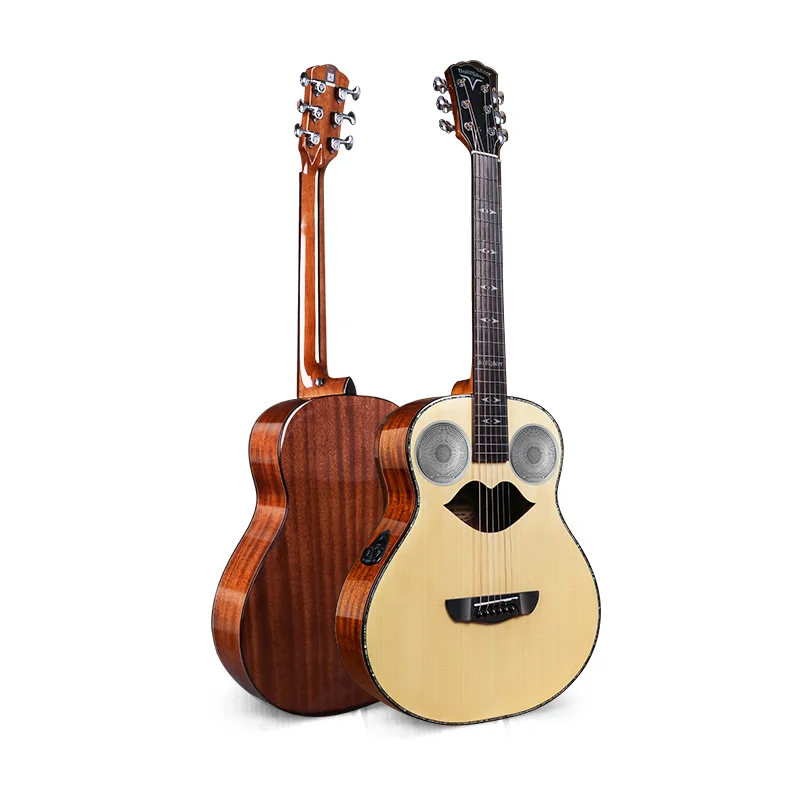 

Bullfighter D2G 40inch professional natural Top Solid Spruce Smiling hole guitar acoustic electric guitar with 2 amps