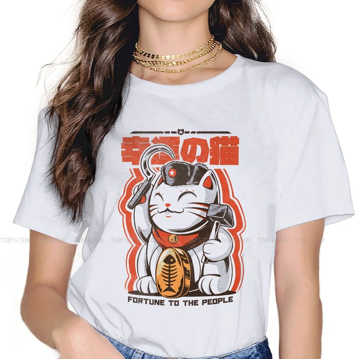 

Catnist Classic Women TShirt Lucky Cat Girls Basic Tops Cotton Female T Shirt 5XL Humor Hipster Gift