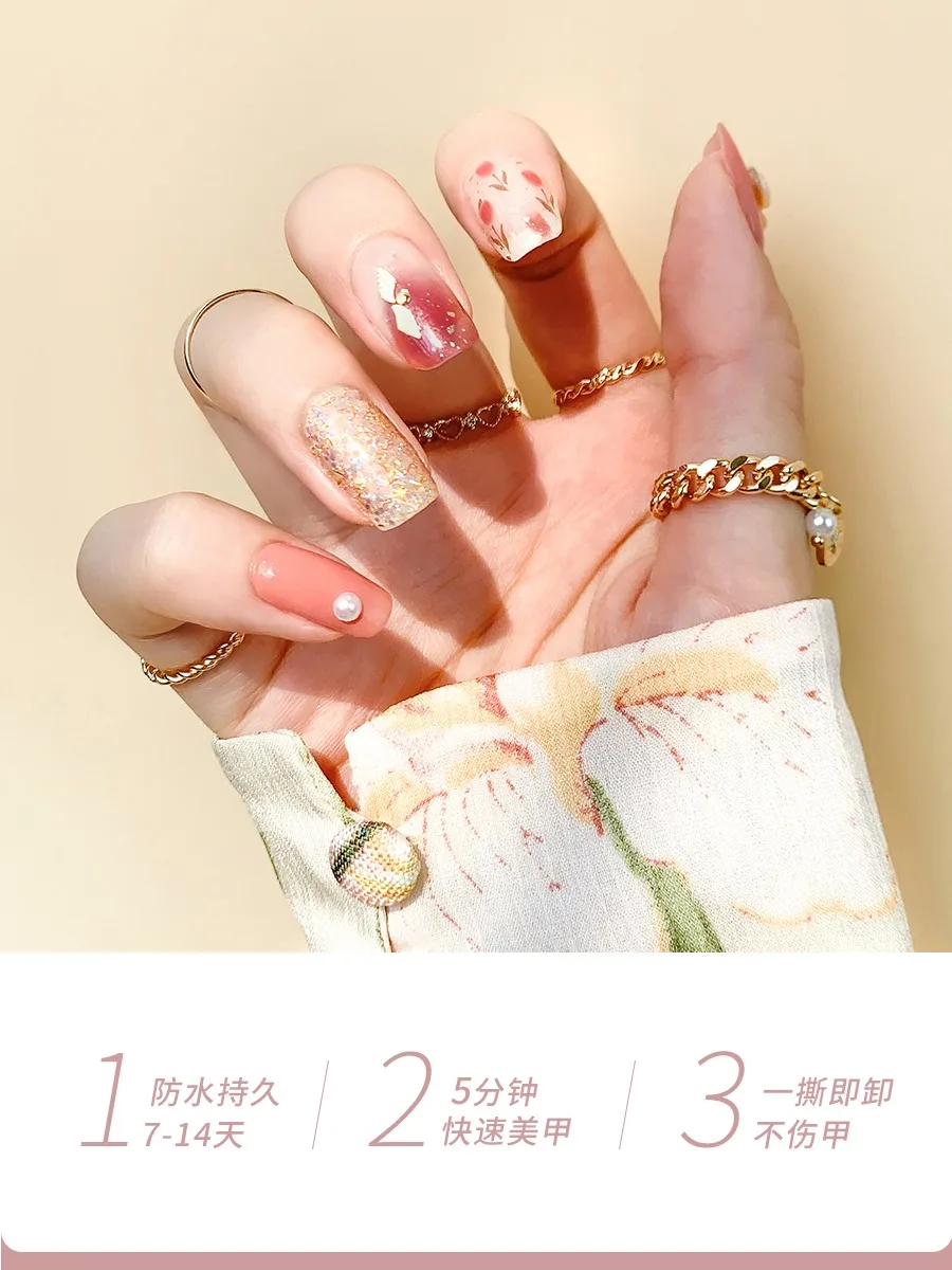 

Nail Sticker Pomelo Tulip French Flower Summer Manicure Sticker Soft and Durable Full Patch