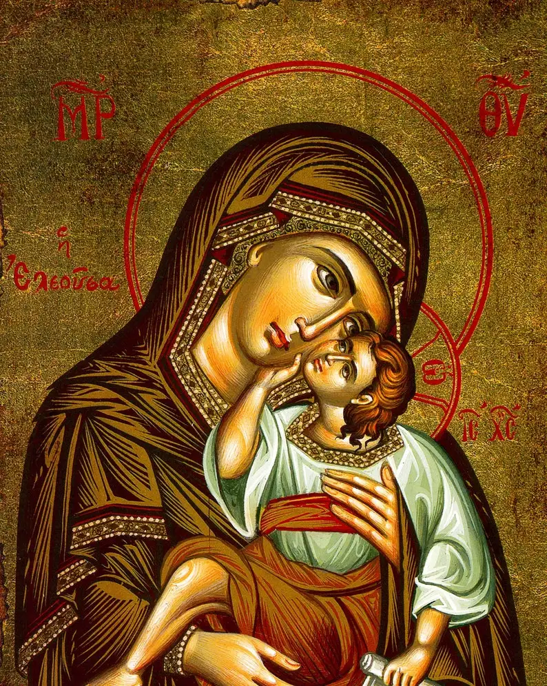 Дева Мария и Иисус икона панагии мать Бога Православное византийное религиозное