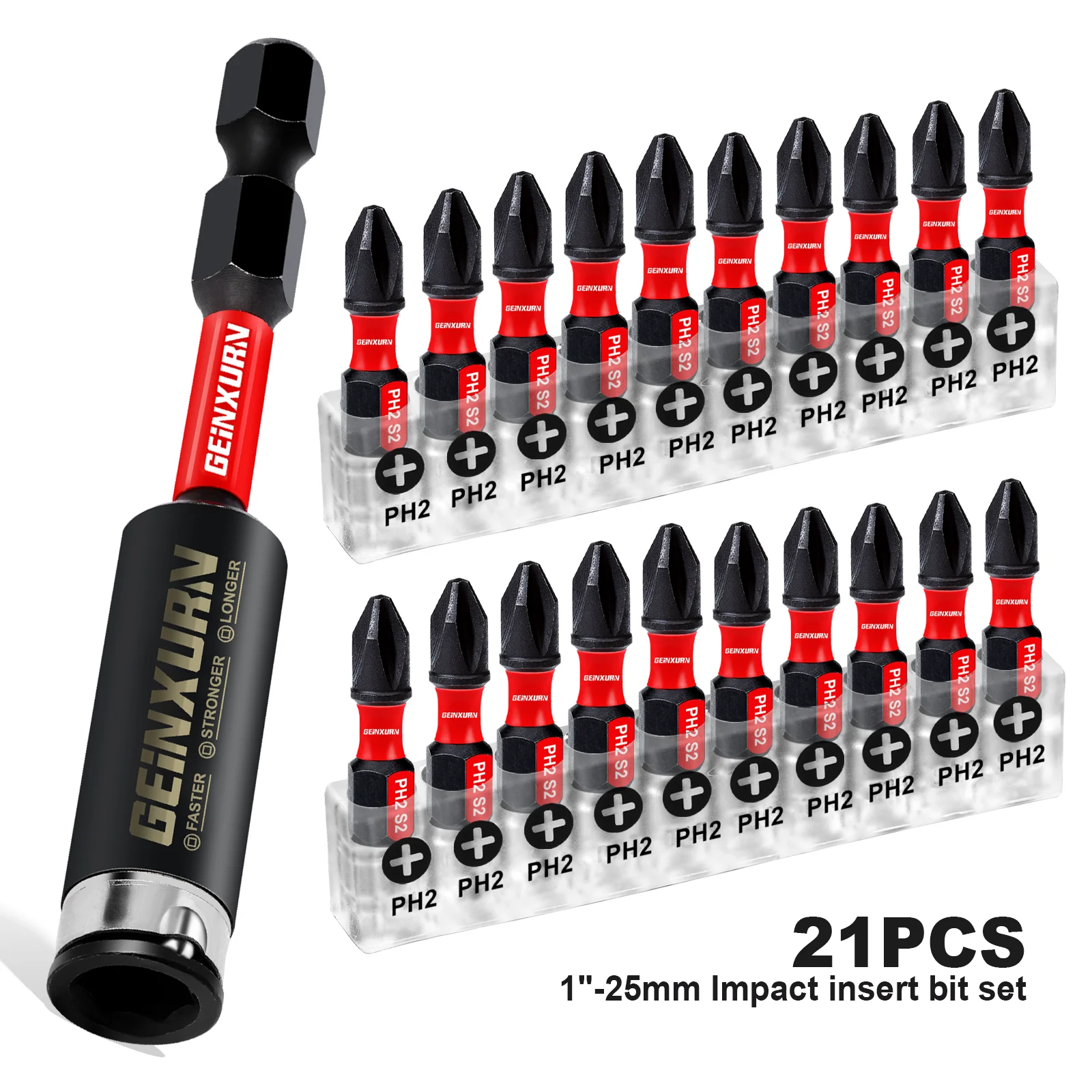 

Набор бит ударной отвертки Geinxurn 1 дюйм PH2