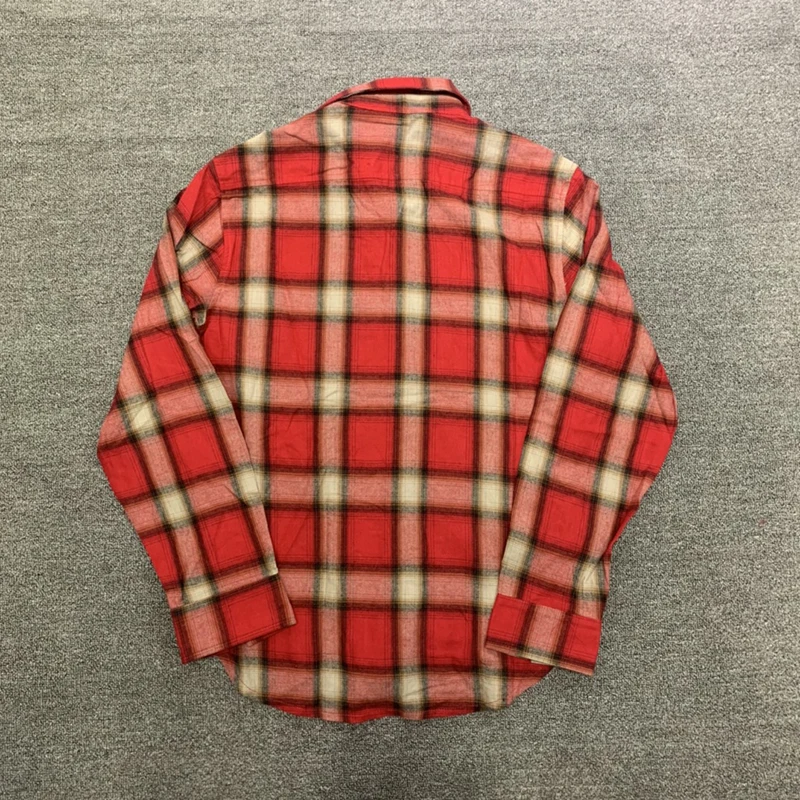 High Quality Men Women 1:1 CPFM.XYZ Check Shirt Red Plaid Shirts Street All-match Youth Popular Lapel |