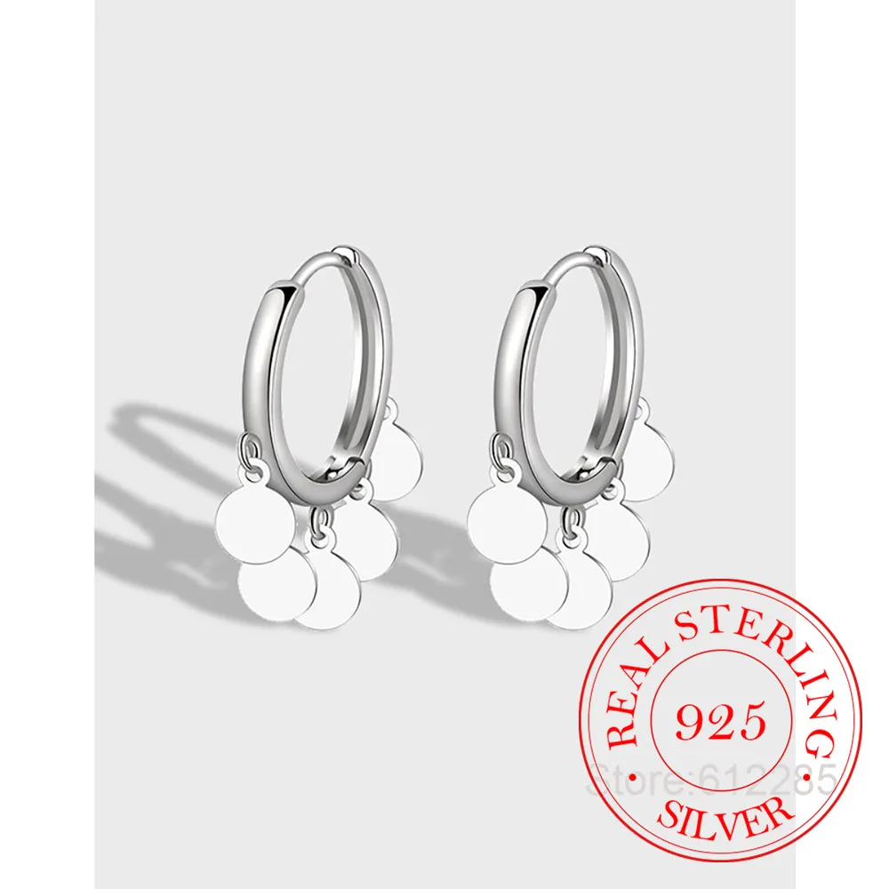 Серьги-кольца женские круглые из серебра 925 пробы с геометрическим рисунком