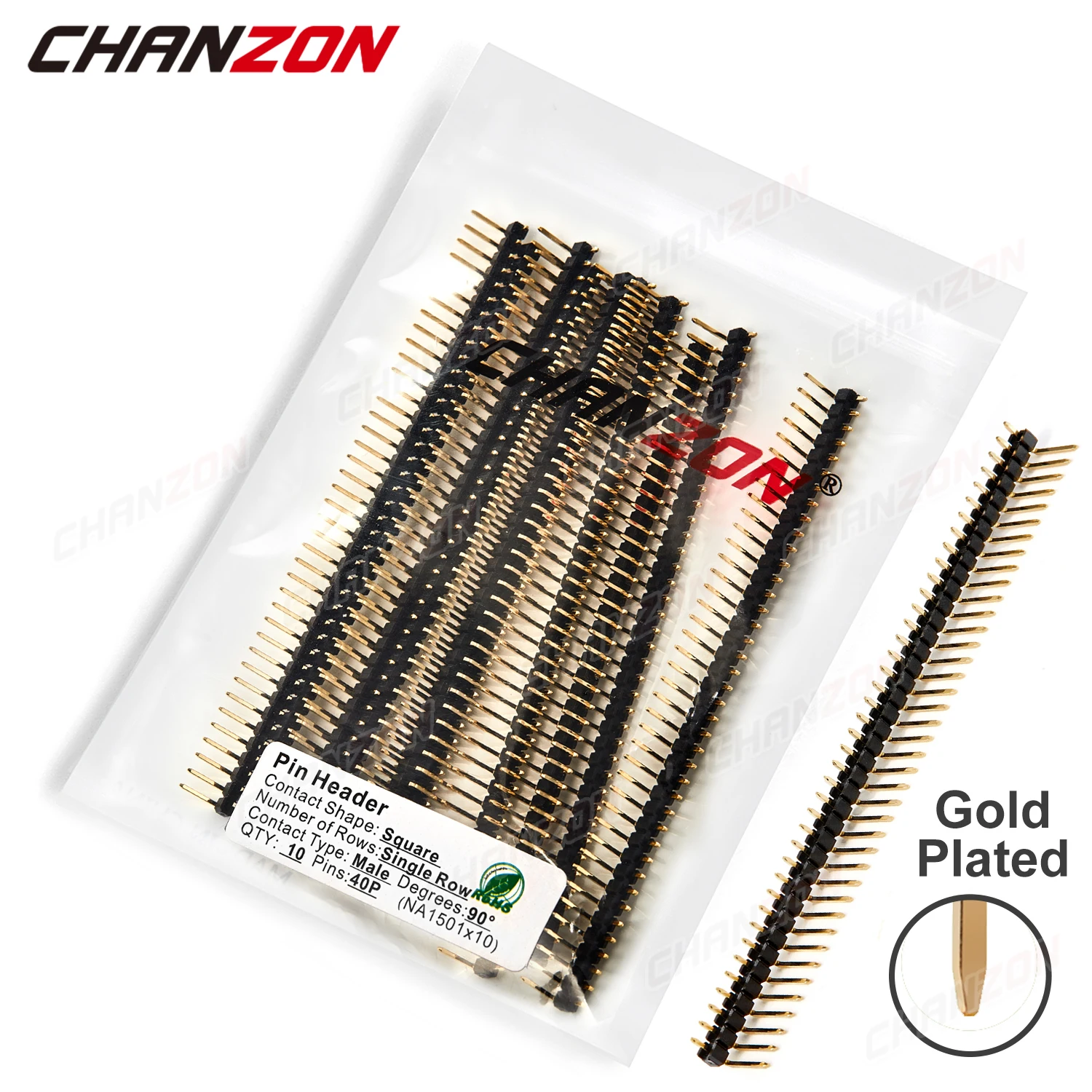 40-контактный штекер 2,54 мм Φ разъем под прямым углом, Однорядный игольчатый разъем 90 градусов, позолоченный для Arduino PCB Raspberry