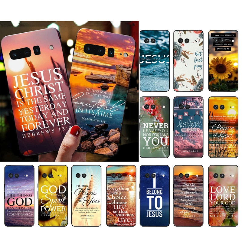 

Phone Case for Google Pixel 7 Pro 7 6A 6 Pro 5A 4A 3A Pixel 4 XL Pixel 5 6 4 3 XL 3A XL 2 XL Bible verse Jesus Christian God
