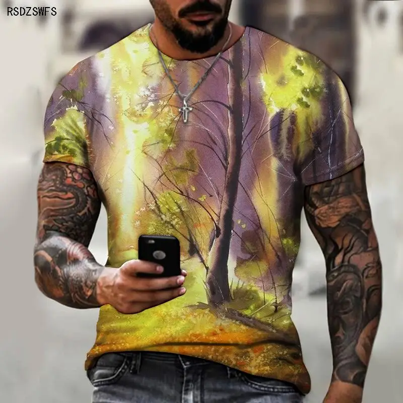 

Summer Art Printing Three-dimensional 2021 New Oversized Men's T-shirt Fashion Cool Men Casual T-shirt Harajuku 3d Printing Men
