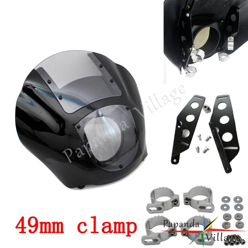 

Обтекатель в клубном стиле с кронштейном для крепления на четверть вилки 42 мм-49 мм, обтекатель для фары Harley Dyna Street Bob Sportster XS XL