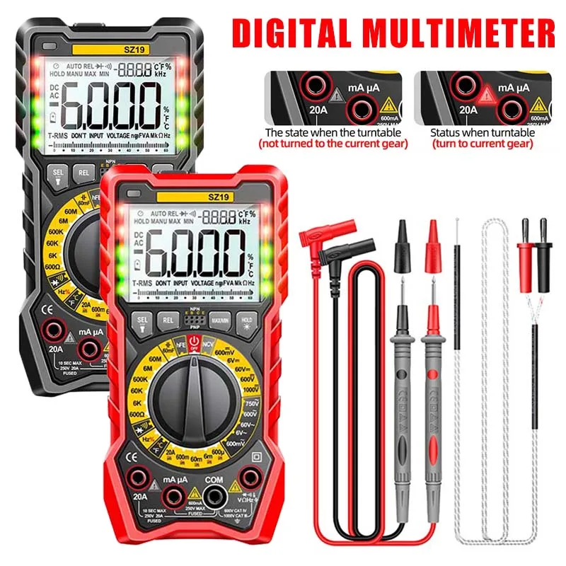 

Digital LCD Multimeter 6000 Counts Multimeter Avometer Transistor Capacitor Tester Electrical Measuring Tool