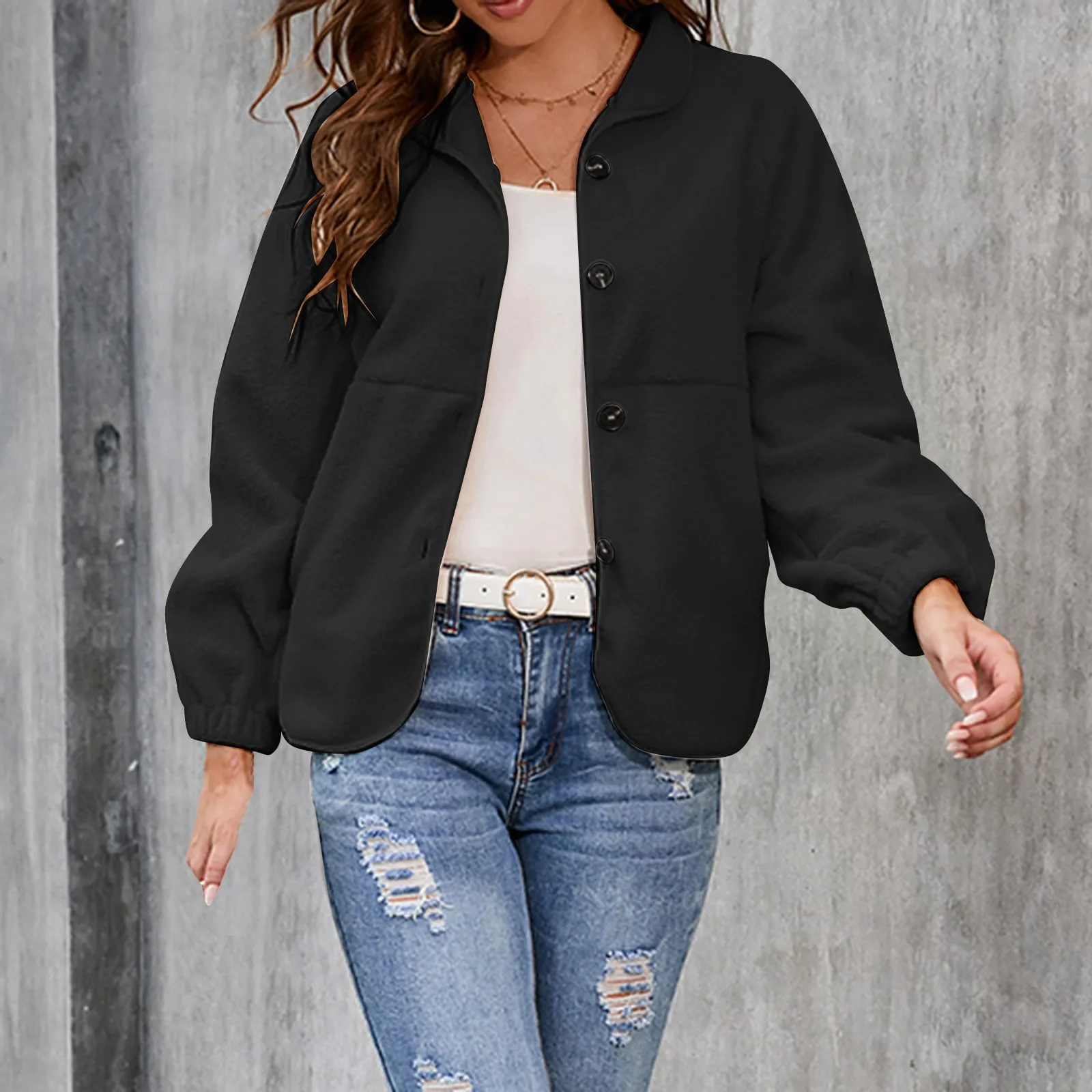 

Женская модная укороченная Вельветовая куртка с длинным рукавом и пуговицами