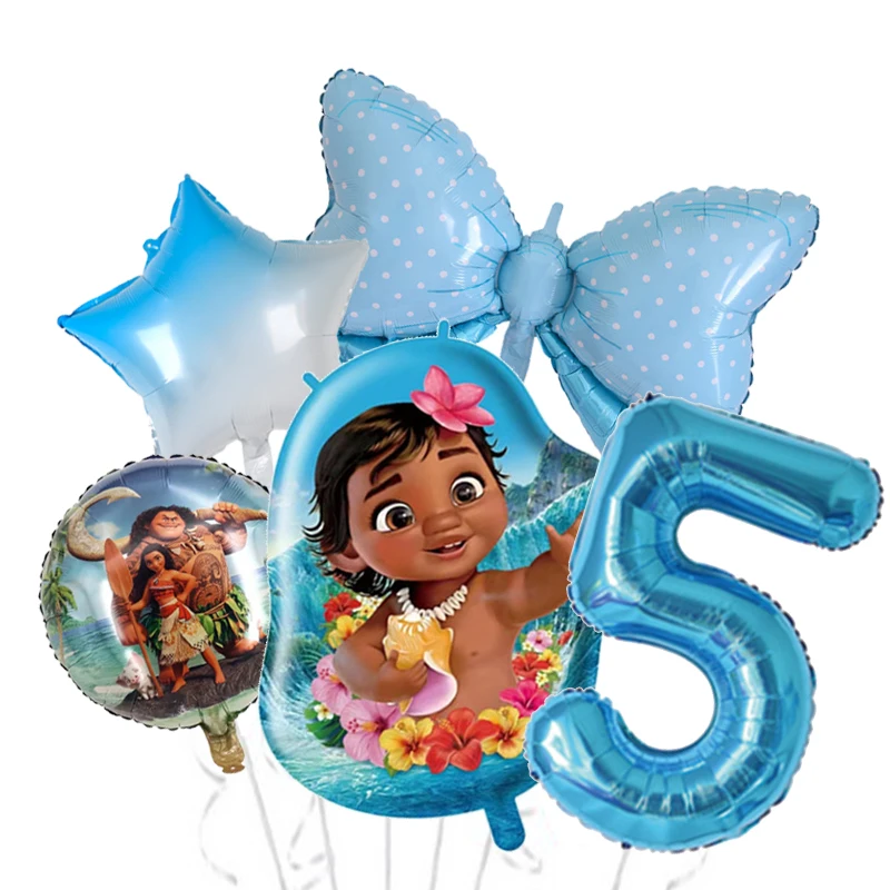 5Pcs Disney Princess Moana Baby Balloons Girl Birthday Party Decoration 32inch Number Foil Balloon Baby Shower Supply Air Globos images - 6