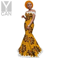 african dresses for women bazin riche print lace long mermaid dresses with headwrap women ankara outfits party vestidos a1925053