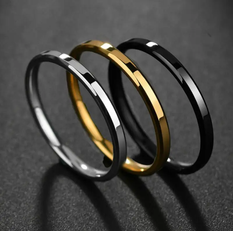 

Fashion Stainless Steel Bright Surface 2Mm Ring for Men's Women's Couple Accessories Trend Casual Jewelry Gifts