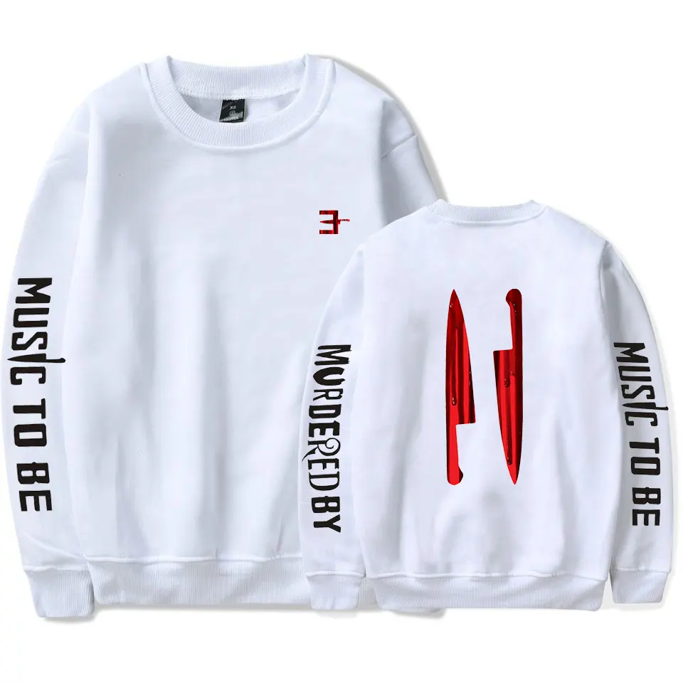 

Men Women Hoodie Black Sweatshirt Music to Be Murdered by Sweatshirt Boy WoBoy Crew Neck Clothes Eminem Logo MTBMB Album Black P