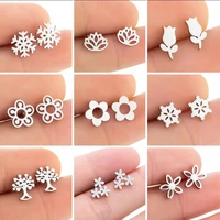 korean fashion earring girlfriends new stainless steel christmas snowflake christmas snowflake earrings for women jewelry gifts