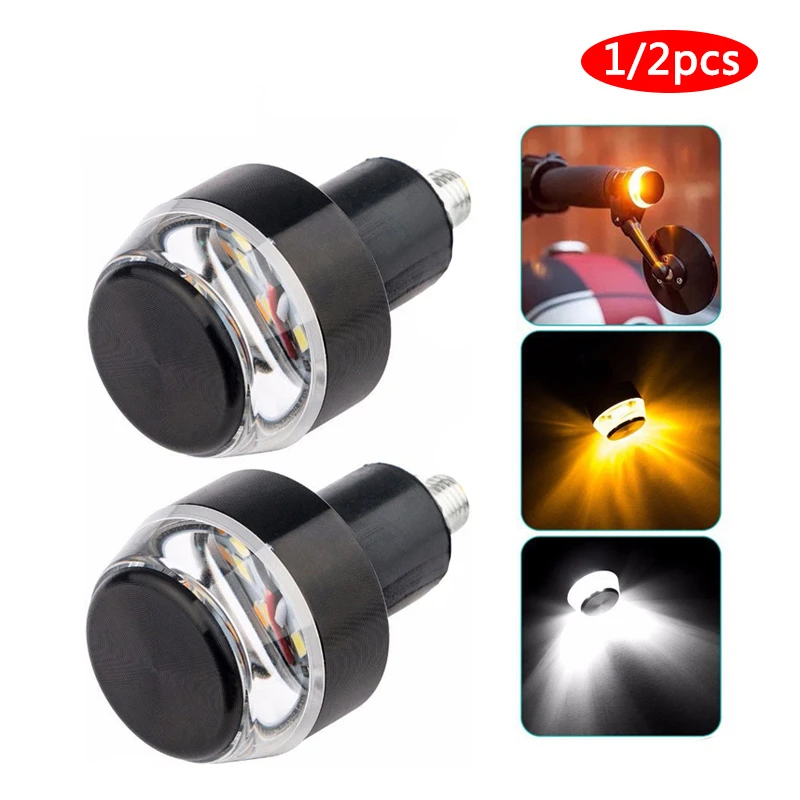 

12V CNC Turn Signals Motorcycle LED Handle Bar End Blinker for 22mm Handlebar Signal Light Flashing for Handle Bar Accessories