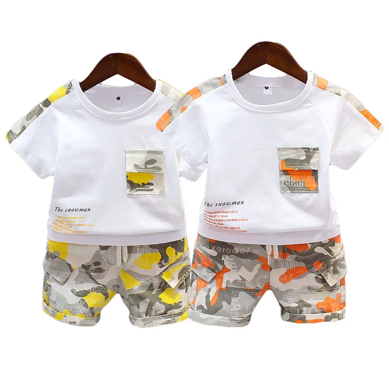 

Summer Children Clothes Sets Baby Short Sleeve Tops Casual Shorts 2-Piece Toddler Kids Boys And Girls Camouflage Clothing Suit