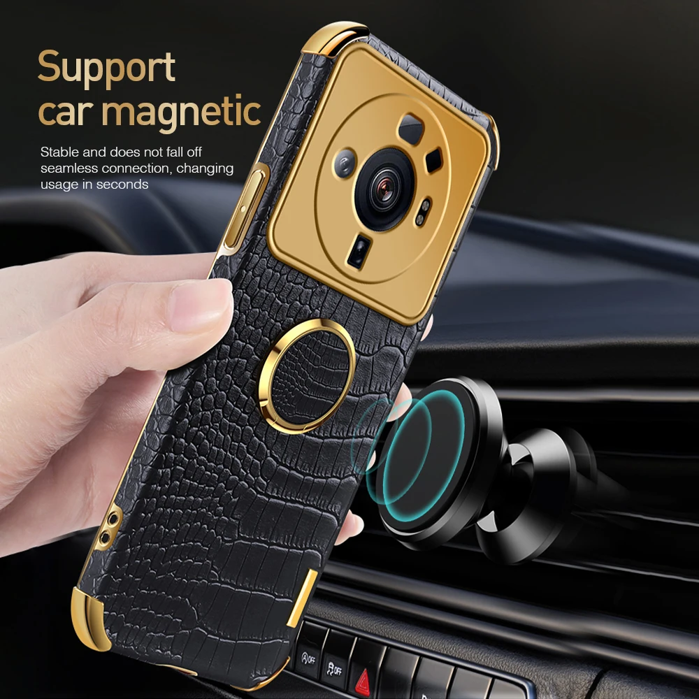 Кожаный чехол с 6D покрытием для Xiaomi 12 S Ультратонкий автомобильный магнитный