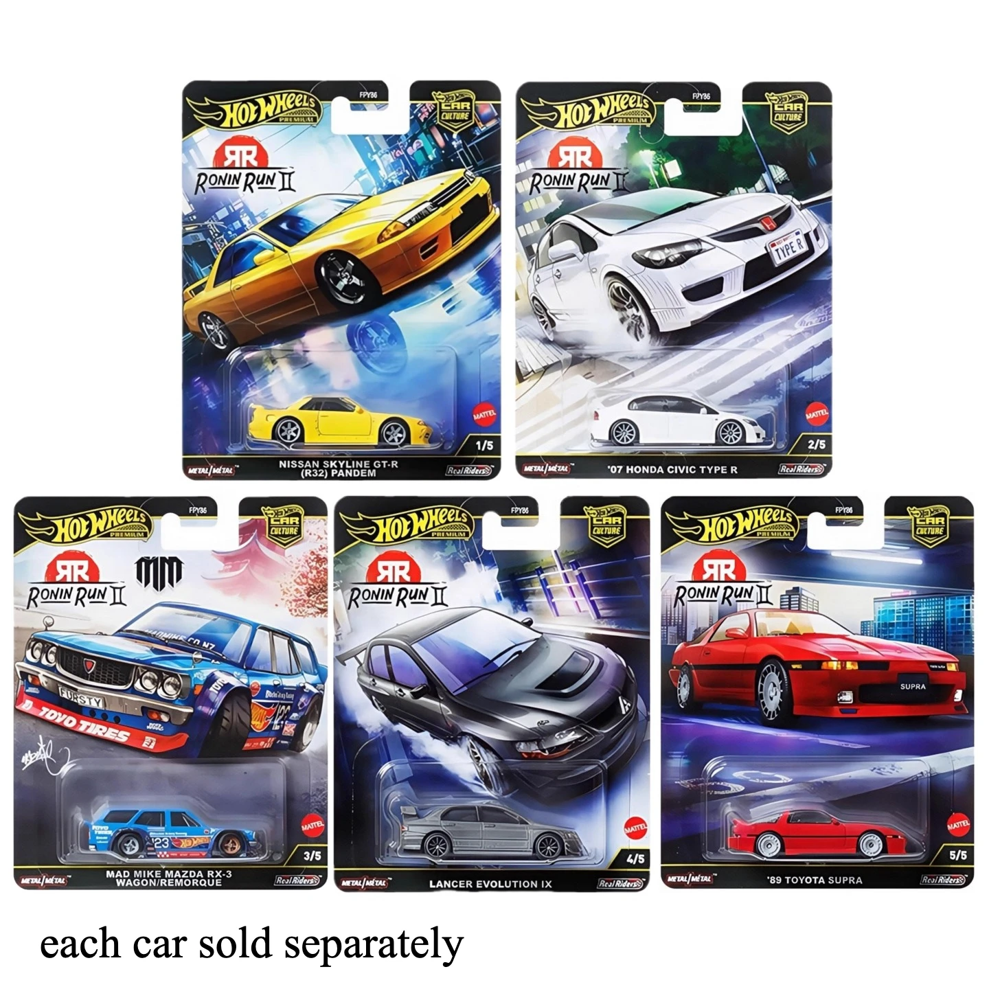 Фото 2025 оригинальные Hot Wheels Премиум Культура автомобилей Ronin Run Металлические миниатюрные автомобили Hotwheels 1/64 Модель автомобиля 1:64 Литые под давлением Hotwheels 981M №1