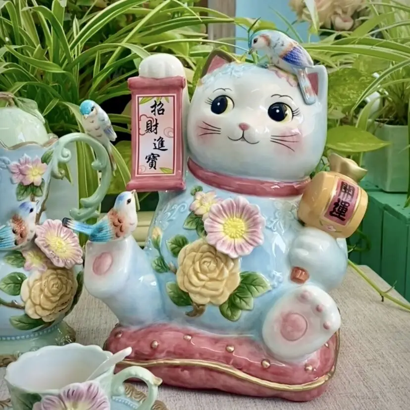 

Big Ceramic Maneki Neko Piggy Bank Home Decor Crafts Room Decoration Objects Child Fortune Cat Piggy Bank Gifts For Girls