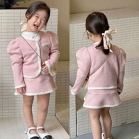 childrens clothing korean version spring two piece set new small fragrance skirt 2 piece suit middle and small children