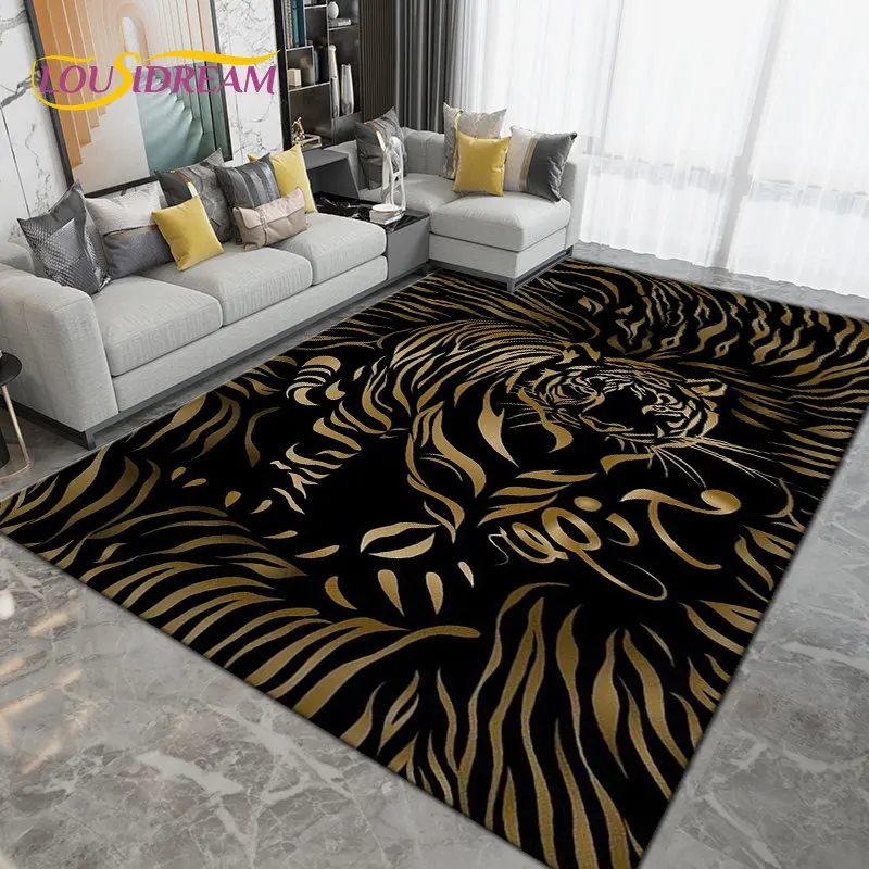 

3D Cartoon Tiger Lion Wolf Animal Area Rug,Carpet Rug for Living Room Bedroom Sofa,Doormat Kitchen Bathroom Non-slip Floor Mat
