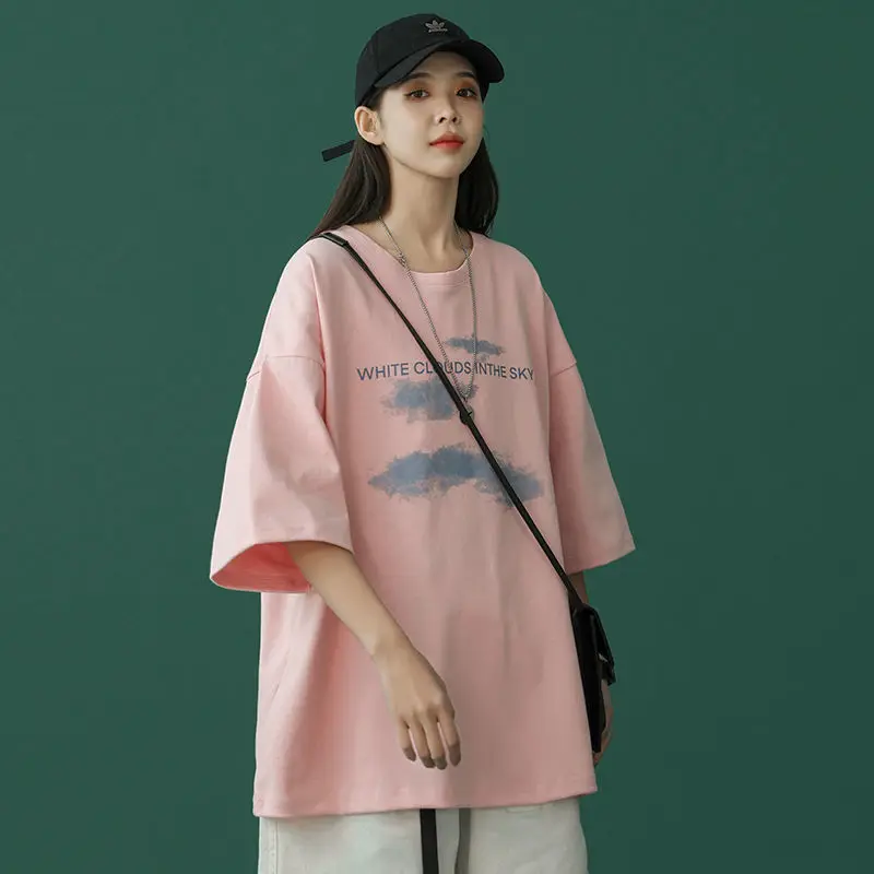 

Женская летняя одежда из чистого хлопка, весенняя одежда 2022 для подростков, модные корейские женские блузки 2022, городская футболка большого размера
