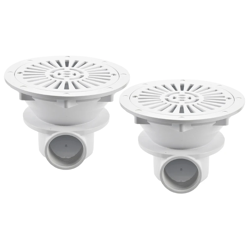 2X Swimming Pool Sink Filter Kitchen Colander Strainer White Swimming Pool Main Drain Floor Drain 1.5In Inlet Draining