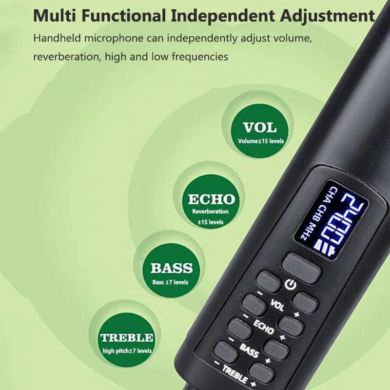 Беспроводной микрофон 2 4G с подзарядкой Echo Treble Bass Type-C двойной ручной динамический