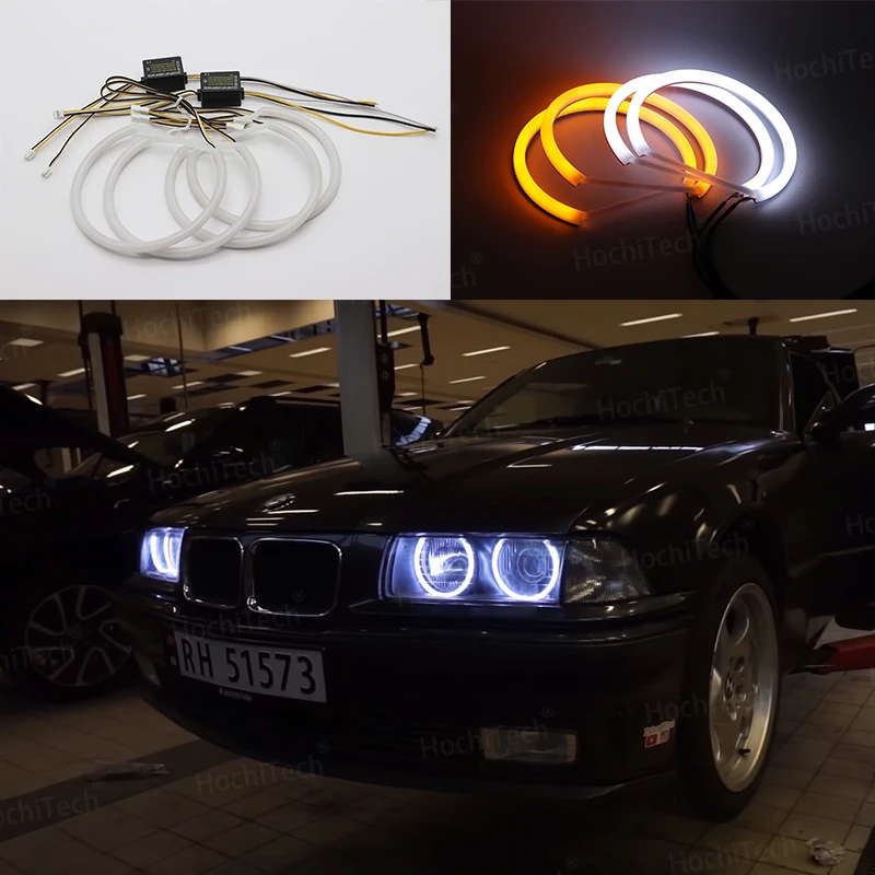 Cotton Headlight Halo Angel Demon Eyes Kit for BMW 3 series E30 E36 M3 333i 325i 323i 316i 318i 325td 1982-2000 angel eyes light