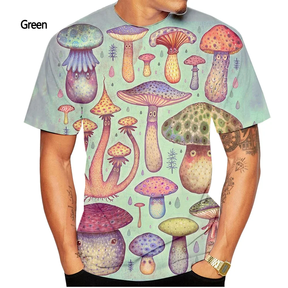 

Summer Mushroom Pattern Print Men T-shirt Boy Girl Children Funny T shirts Short Sleeved Unisex Manga 3D Tee Tops Casual Clothes