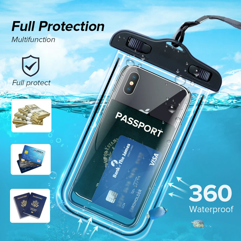 

Universal Waterproof Phone Swimming Bag For iPhone 12 11 Pro Max XR Samsung A51 A52 A72 Xiaomi Redmi Note 10 9 8 Pro Cover Case