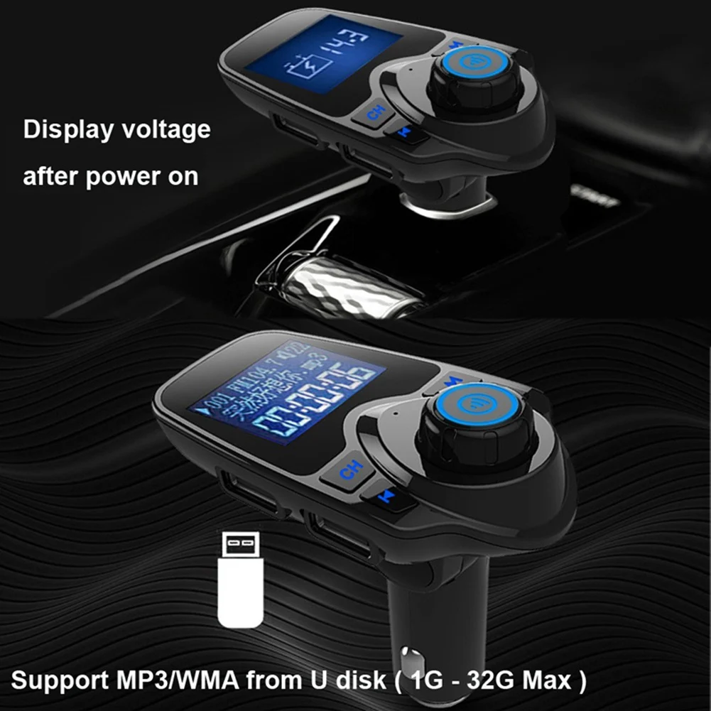 T11 беспроводной ЖК-экран автомобильный Bluetooth FM-передатчик Mp3-плеер громкой связи