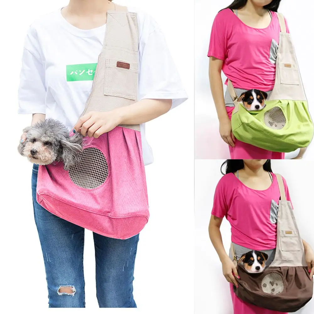 

Comfortable Foldable One-Shoulder Breathable Mesh Pet Carrier Canvas Pet Go Out Backpack Messenger Bag