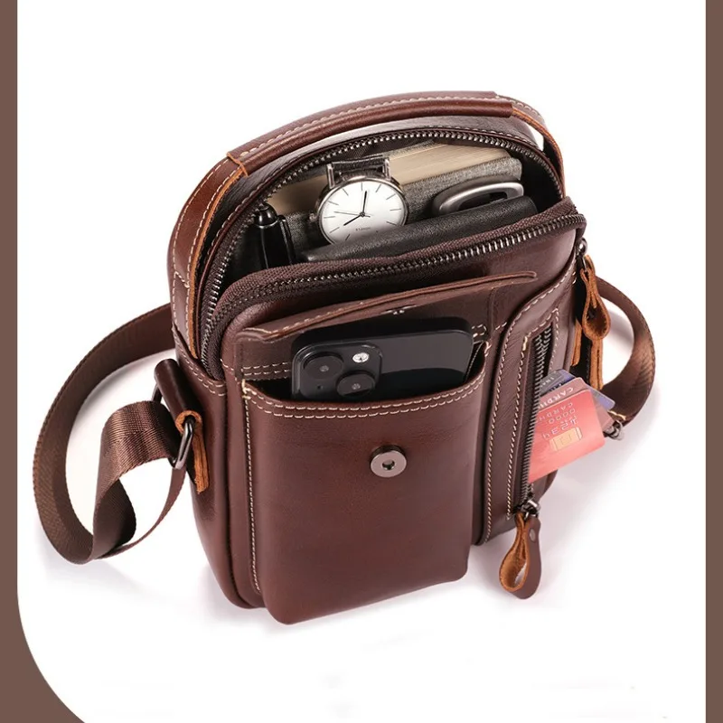 Мужская сумка через плечо из натуральной коровьей кожи