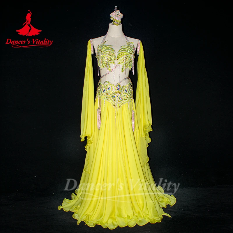 Женский костюм для танца живота шифоновый бюстгальтер + рукава длинная юбка