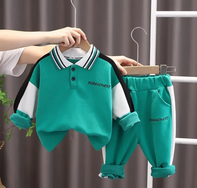 

Baby Girl Boutique Clothes 9 to 12 Months Solid color lapel long sleeves sportswear sweatshirt+pants 2Pcs Infant Kids Outfits