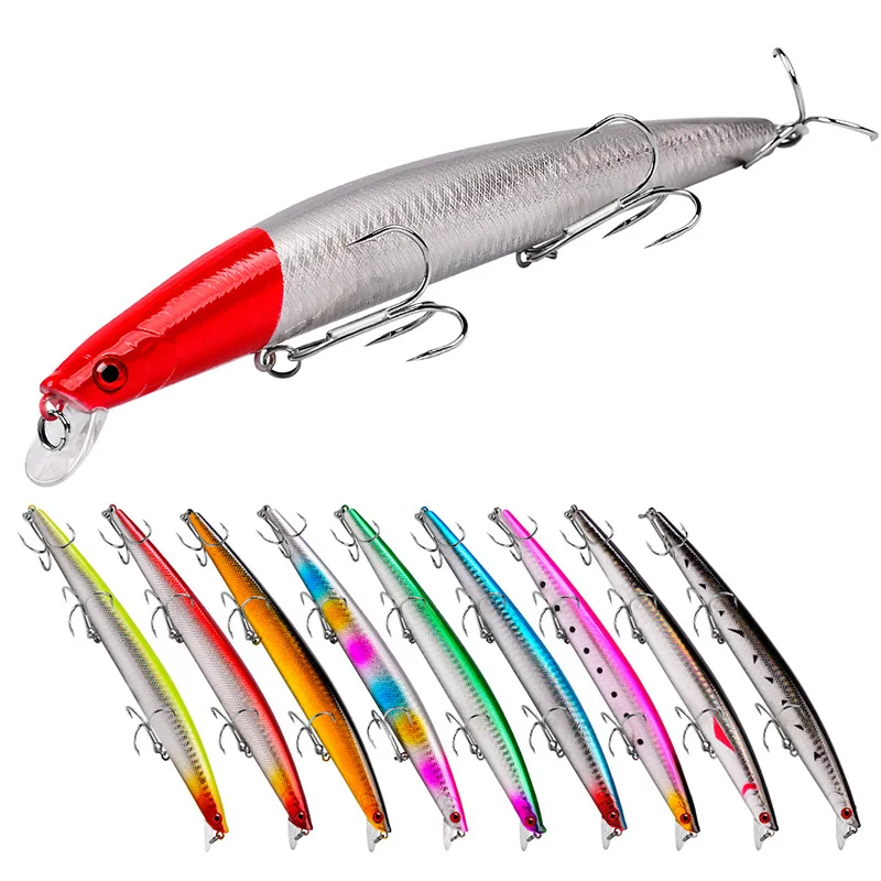 

10Pcs/set Fishing Lure Set 18.5cm/24.5g Minnow Plastic Bionic Baits Fishing Bait Suit with Hook for Sea Reservoir Pond Stream