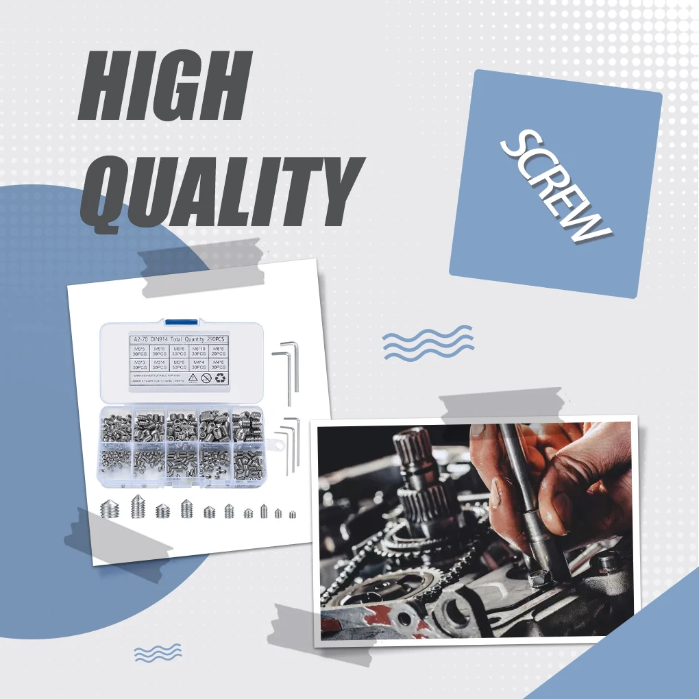 

290 штук набор 10 видов ассортимент винтов шестигранные винты аксессуары